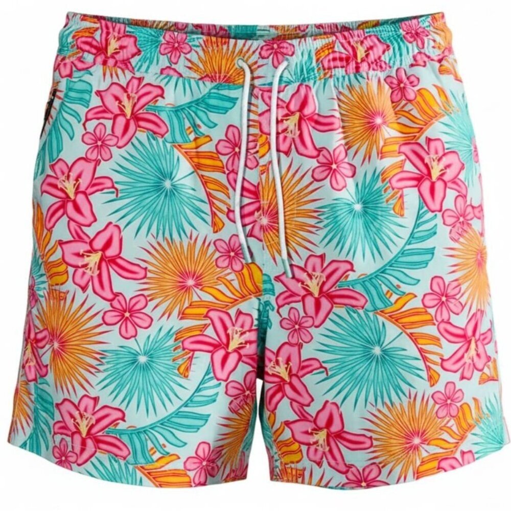 Members Mark Mens Large Tropical Floral Lined Swim Trunks Beach Vacation Shorts
